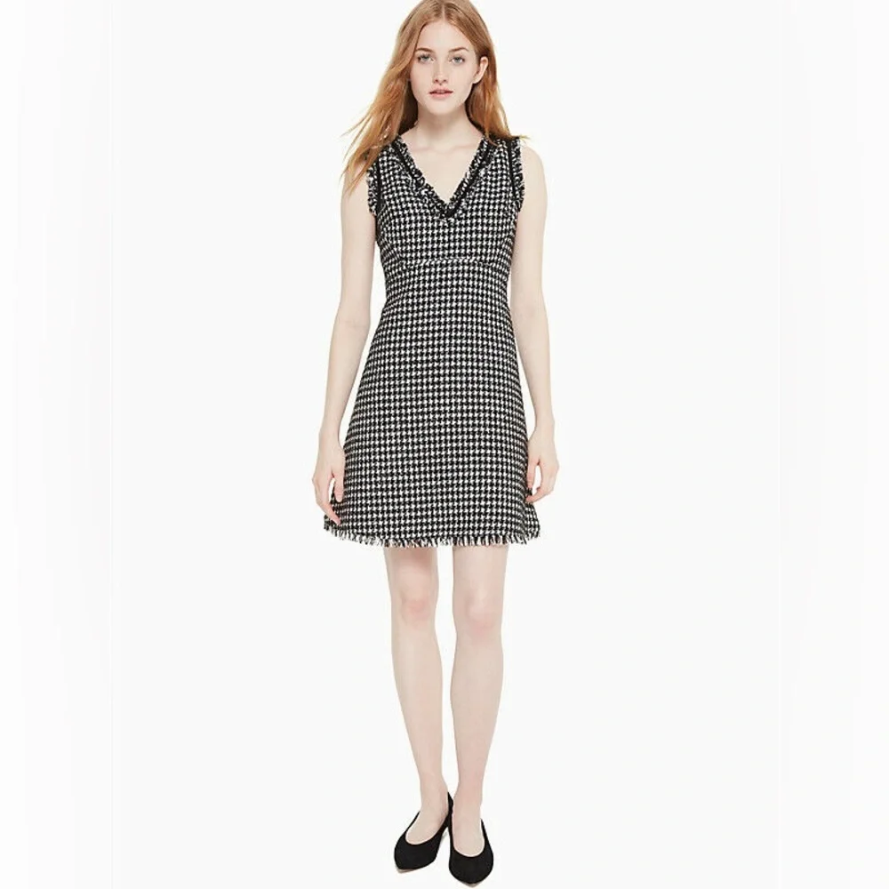 KATE SPADE NEW YORK Metallic Houndstooth Tweed Hourglass Dress Size 6 NWOT